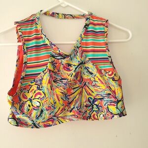Social Angel Multicolored Swim Top/Sports Bra. Size Medium